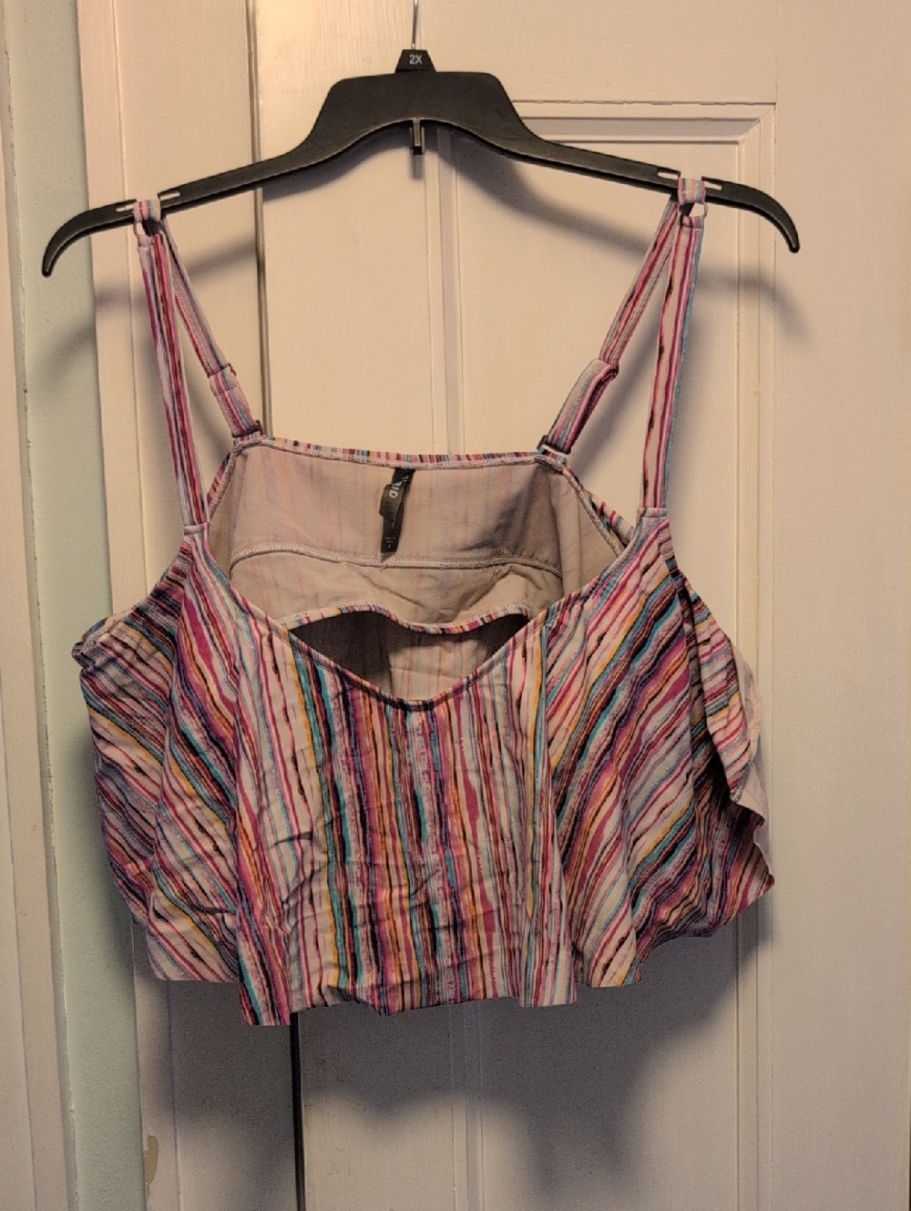 torrid Multicolor Striped Cropped Swim Top in Pink and Blue Tones 4x